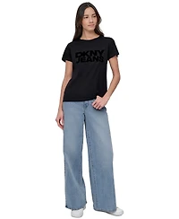 Dkny Jeans Women's Flocked Logo Crewneck T-Shirt