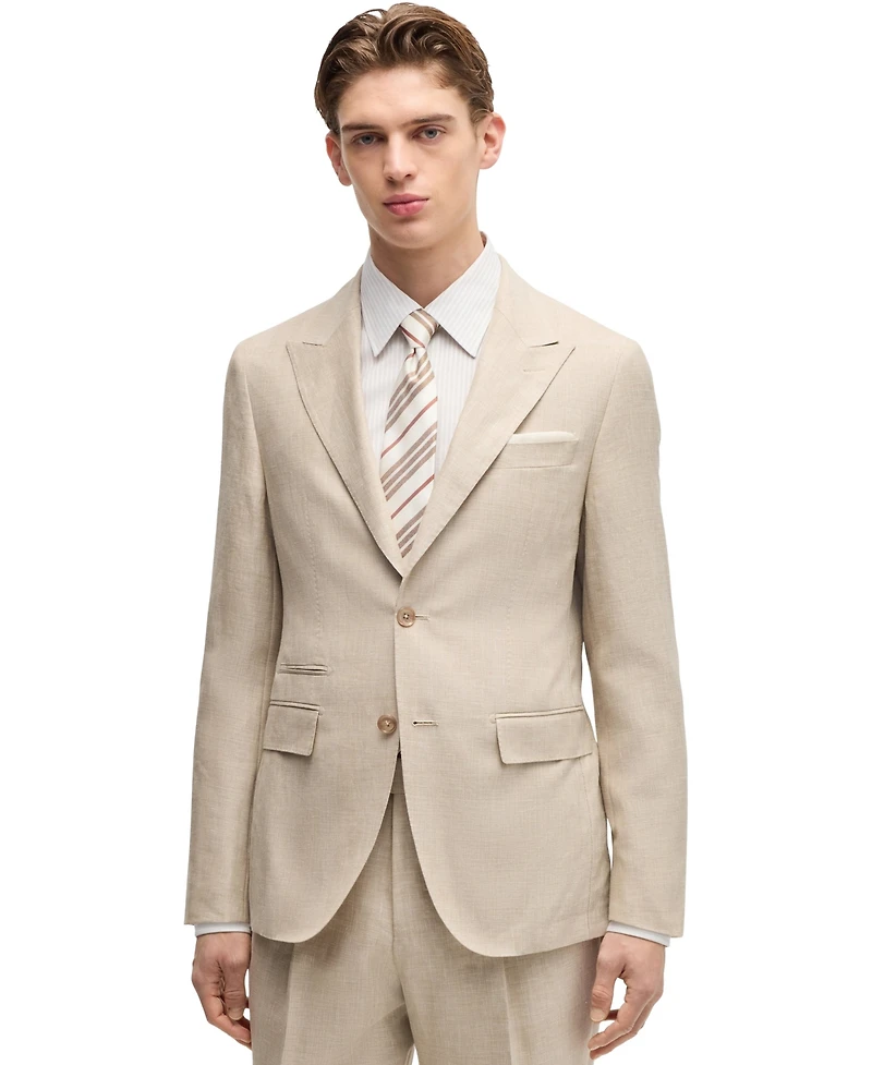 Boss by Hugo Men's Linen-Blend Slim-Fit Checked Suit