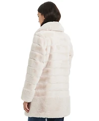 Jones New York Petite Notched-Collar Faux-Fur Coat