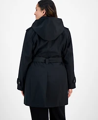 London Fog Plus Hooded Belted Raincoat