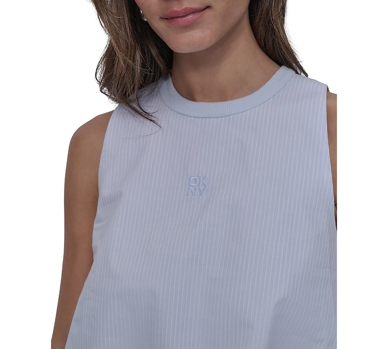 Dkny Jeans Women's Striped Cotton Bubble-Hem Sleeveless Top - EDS