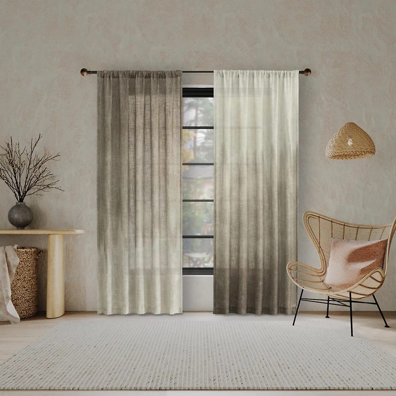 Correo Gradient Ombre Semi-Sheer Rod Pocket Curtain Panel