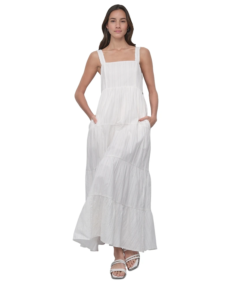 Dkny Jeans Women's Cotton Tiered Maxi Dress