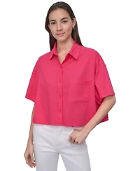 Dkny Jeans Women's Oversized Cropped Shirt