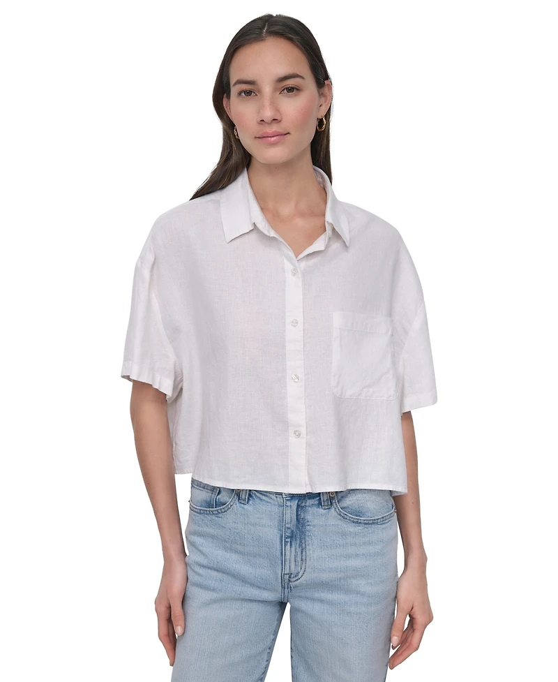 Dkny Jeans Women's Oversized Cropped Shirt