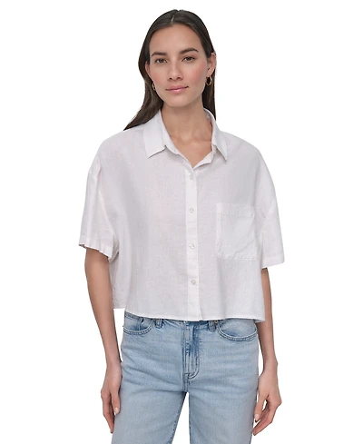 Dkny Jeans Women's Oversized Cropped Shirt