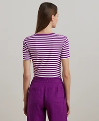 Lauren Ralph Lauren Petite Striped Stretch Cotton Crewneck Tee