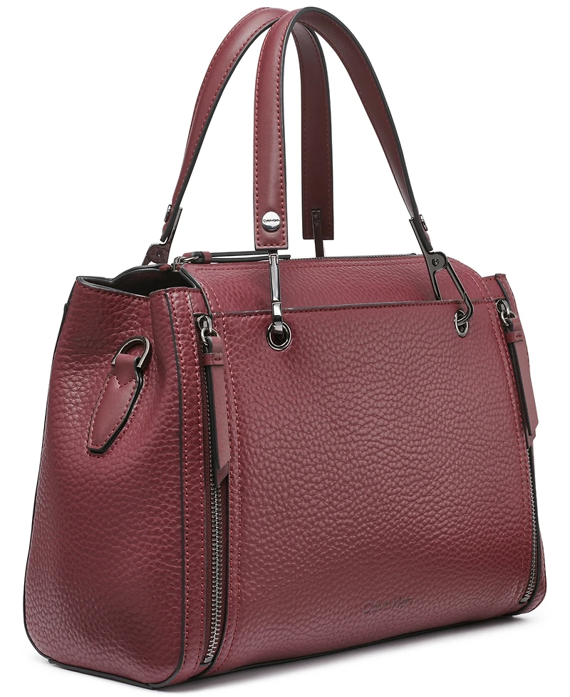 Calvin Klein Garnet Triple Compartment Top Zipper Satchel