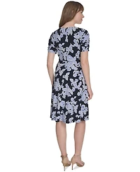 Tommy Hilfiger Women's V-Neck Ruched-Sleeve Dress