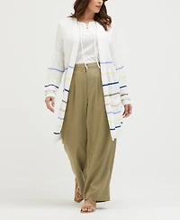 Ella Rafaella Plus Linen Blend Pleated Wide Leg Pants