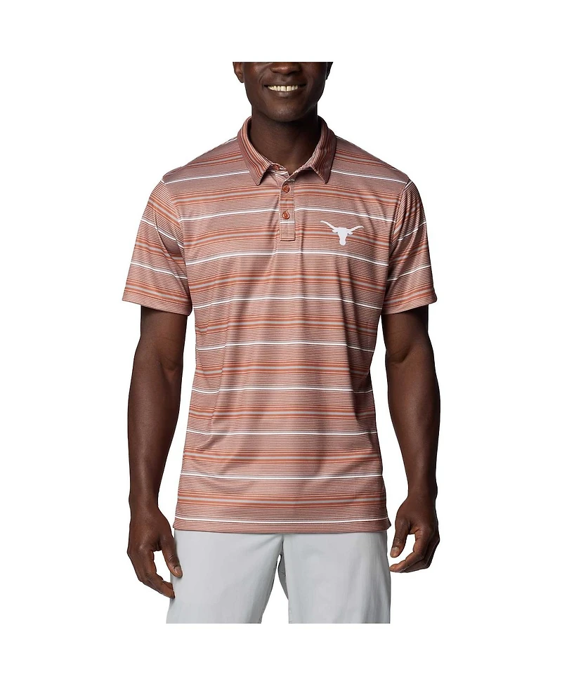 Columbia Men's Texas Orange Longhorns Pfg Super Terminal Tackle Omni-Shade Stripe Polo Shirt