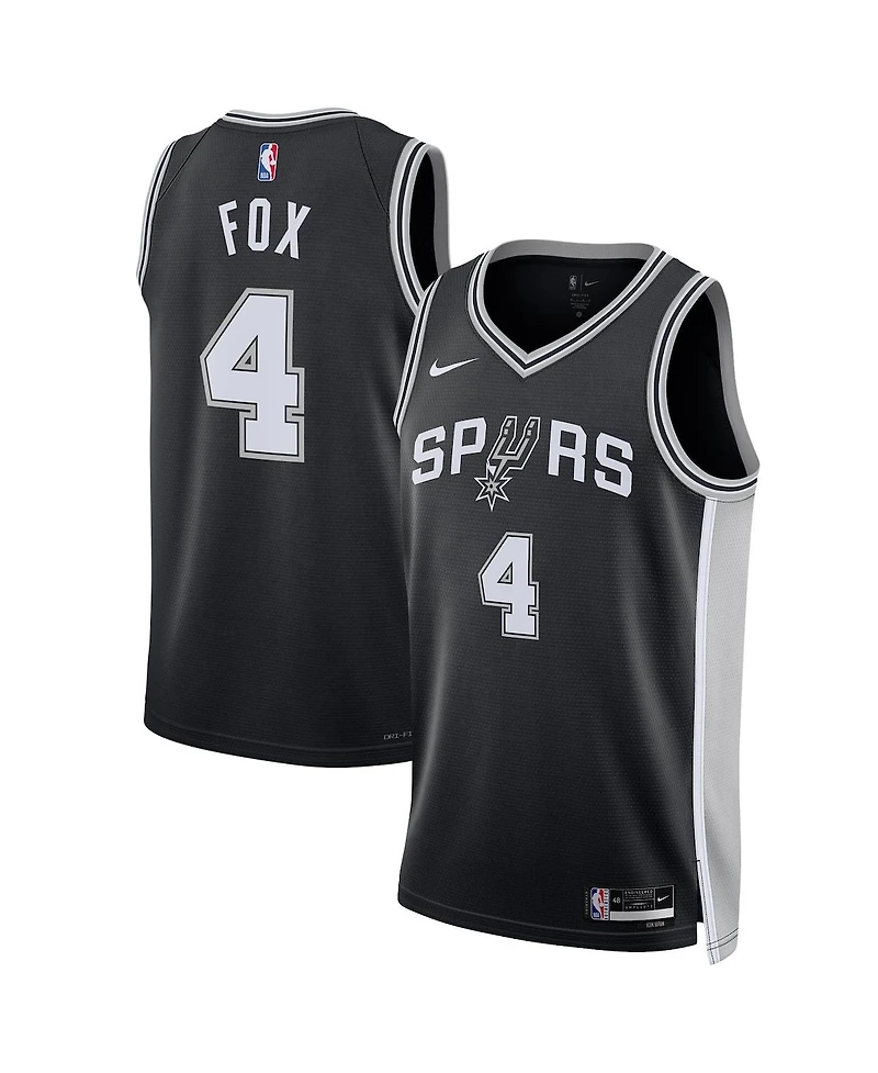 Nike Men's and Women's De'Aaron Fox Black San Antonio Spurs Swingman Player Jersey - Icon Edition