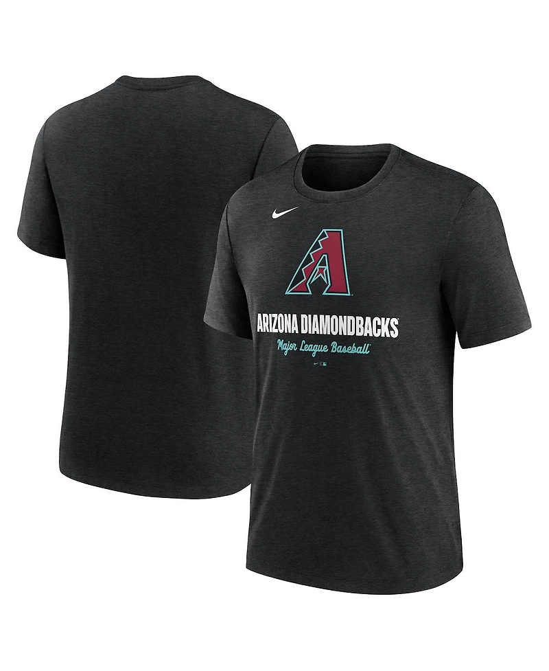 Nike Men's Heather Black Arizona Diamondbacks Logo Tri-Blend T-Shirt