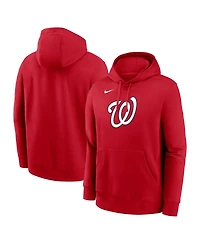 Nike Men's Red Washington Nationals Logo Club Fleece Pullover Hoodie