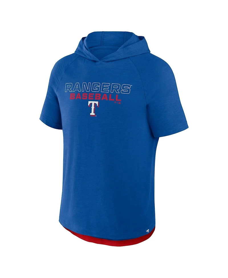 Fanatics Men's Royal Texas Rangers Clubhouse Optimal Play Raglan Short Sleeve Pullover Hoodie