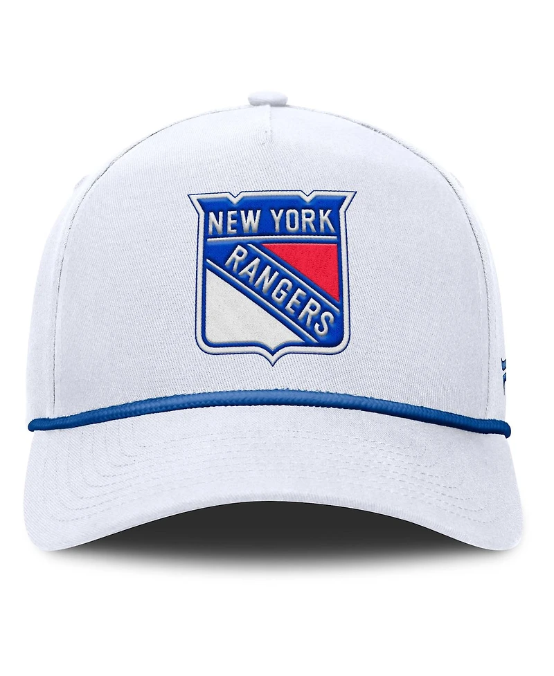 Fanatics Men's White New York Rangers Rope A-Frame Adjustable Hat
