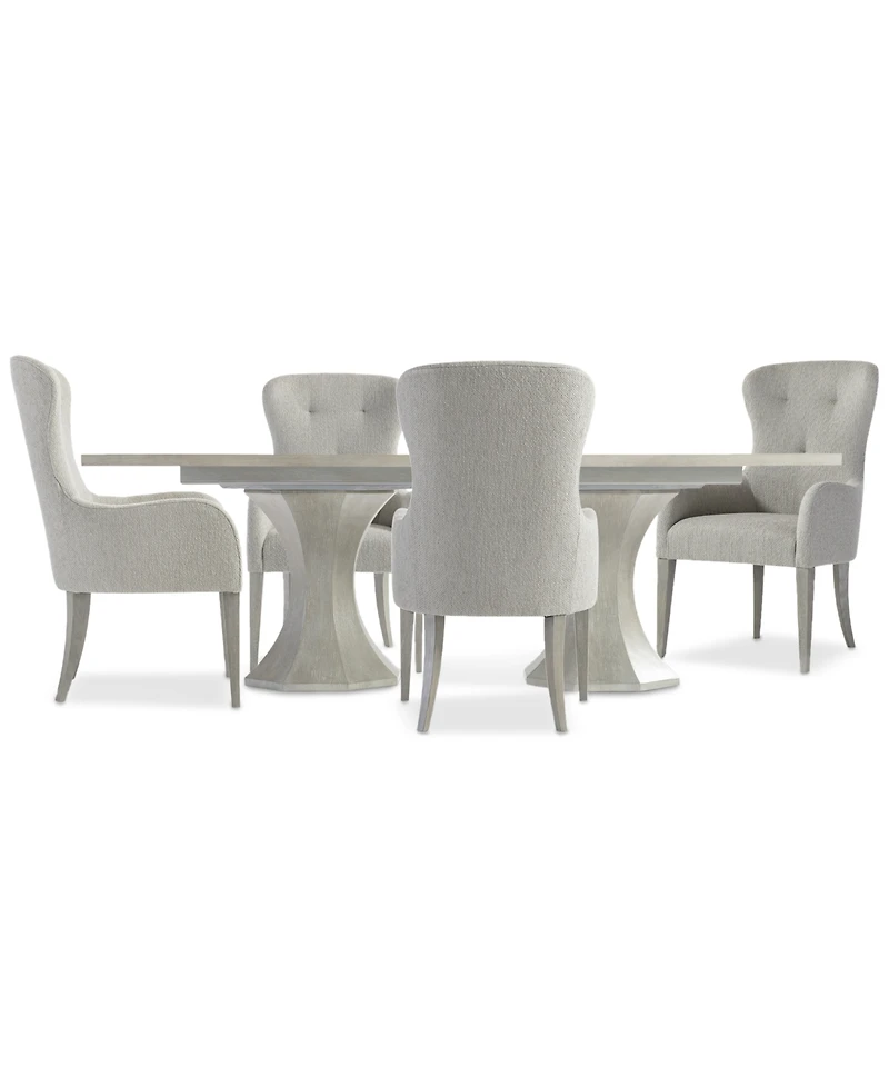 Cornelia -Pc. Dining Set (Rectangular Table & Tufted Arm Chairs