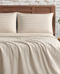 French Connection Damask Stripe 300-Thread Count Cotton Sateen 3-Pc. Sheet Set, Twin