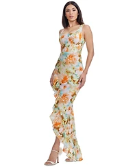Dress the Population Women's Charlene Square-Neck Ruffle-Trim Gown