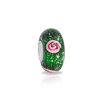 Bling Jewelry Murano Glass Charm Bead Sterling Silver Core Floral Blue Pink Green Spacer