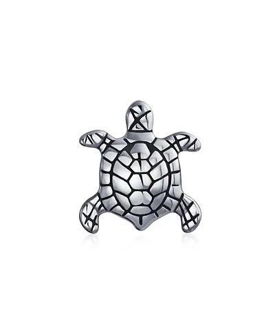 Bling Jewelry Oval Nautical Sea Turtle Charm Bead in Oxidized Sterling Silver for Bracelets
