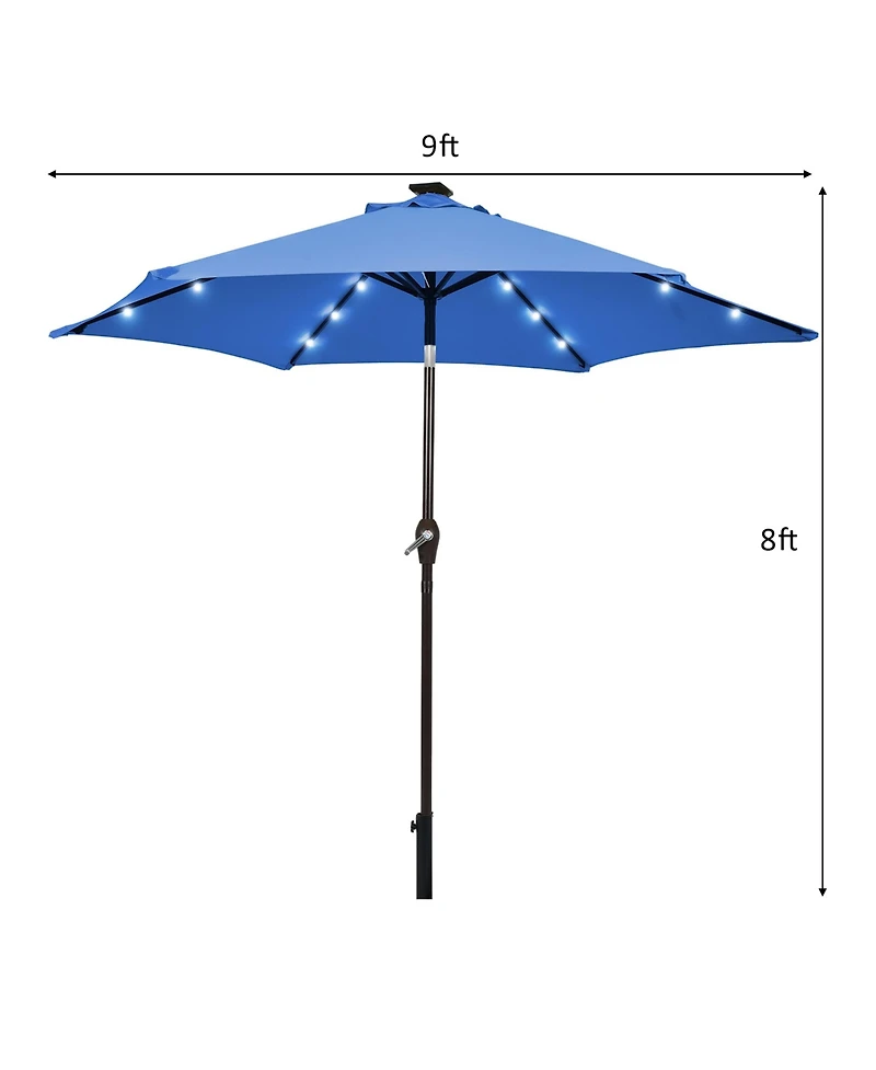Gymax ft Patio Table Market Umbrella Yard Outdoor w/ Solar Led Lights