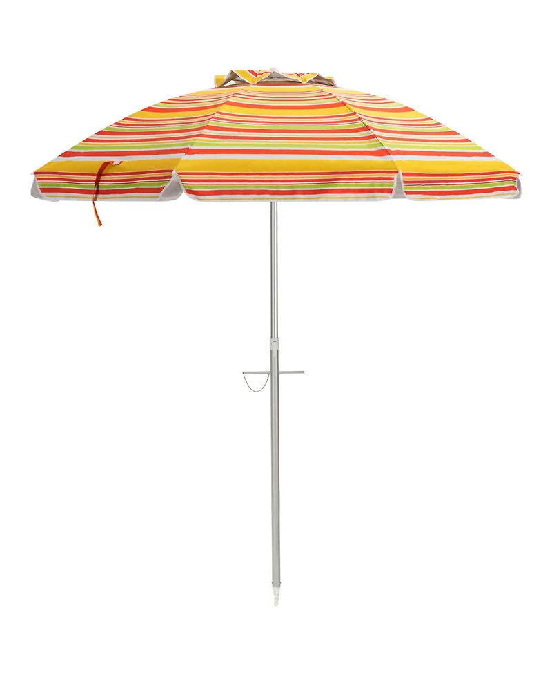 Gymax 6.5Ft Beach Umbrella w/ Tilt Mechanism Sand Anchor Carrying Bag