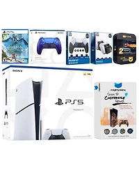 Sony Playstation 5 Slim Disc with Horizon Forbidden West, Extra Controller, Fps Grip Kit, Charge Dock and MightySkins Decal Voucher + 2 Year Cps Exten