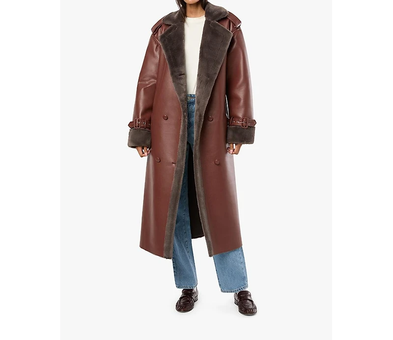 WeWoreWhat Women's Bonded Faux Fur Overcoat