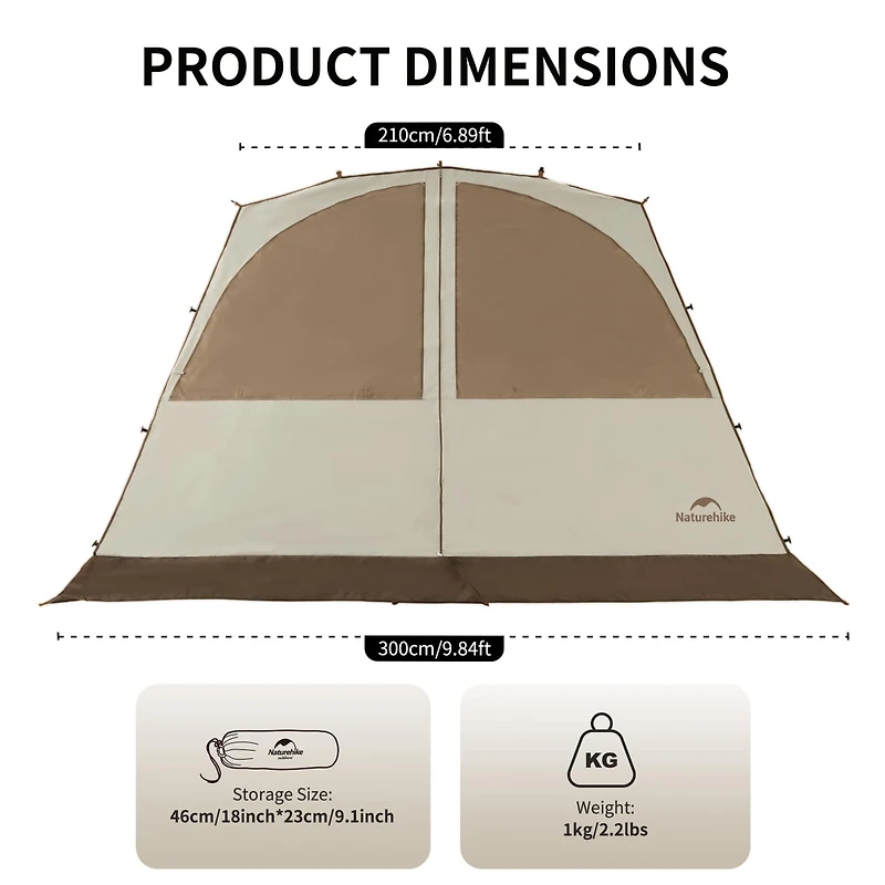 Naturehike Cloud Boundar Tent Door Curtain for 4-sided Canopy Tent, Sun Shelter Accessory, Windproof & Privacy Screen for Camping Canopy Tent