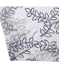 Kate Aurora 2 Piece Embroidered Ethan Floral Leaf Matte Sheer Grommet Top Curtain Panels - 84 in. Long Gray