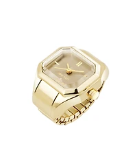 Nine West Women's Quartz Iconic Tan and Gold-Tone Metal Alloy Ring Watch, 22mm