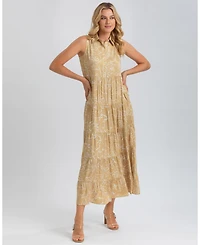 Pietro Brunelli Maternity Sleeveless Shirt Collar Maxi Clara Dress