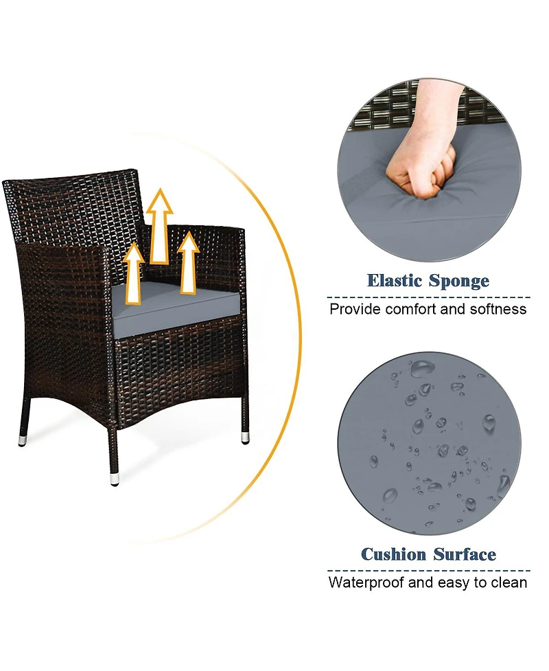 4 Pcs Outdoor Patio Rattan Furniture Set Table Shelf Sofa