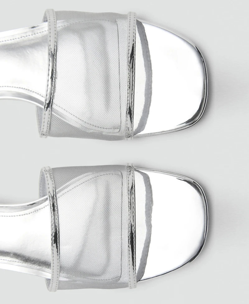 Mango Women's Mesh Strap Kitten Sandals