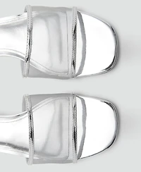 Mango Women's Mesh Strap Kitten Sandals