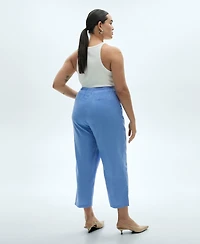 Mango Women's Straight Linen-Blend Trousers Pants