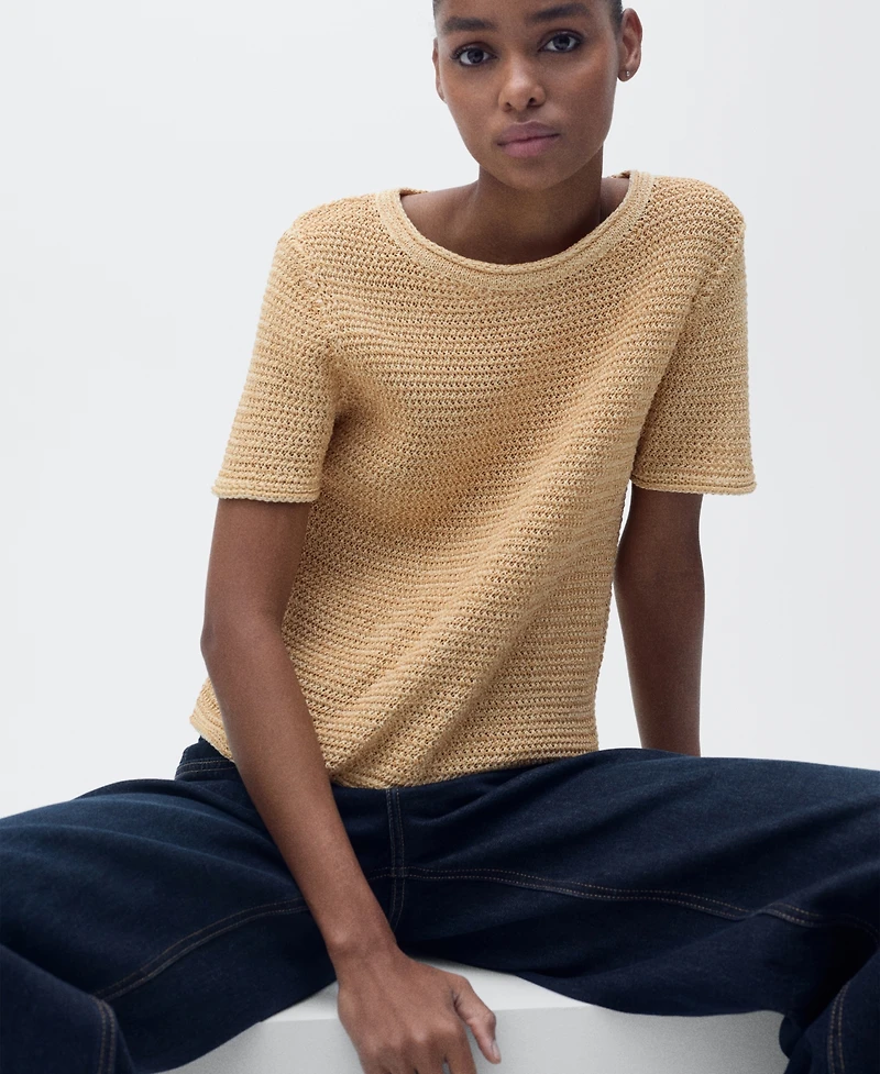 Mango Women's Short Sleeve Thick Knit Sweater