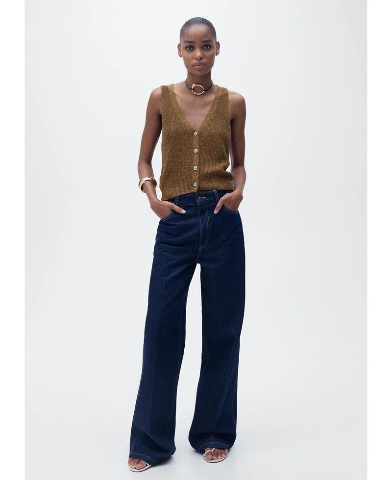 Mango Women's Buttoned Chunky Knit Sweater Vest