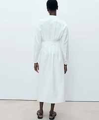 Mango Women's Belt Linen Shirt Dress