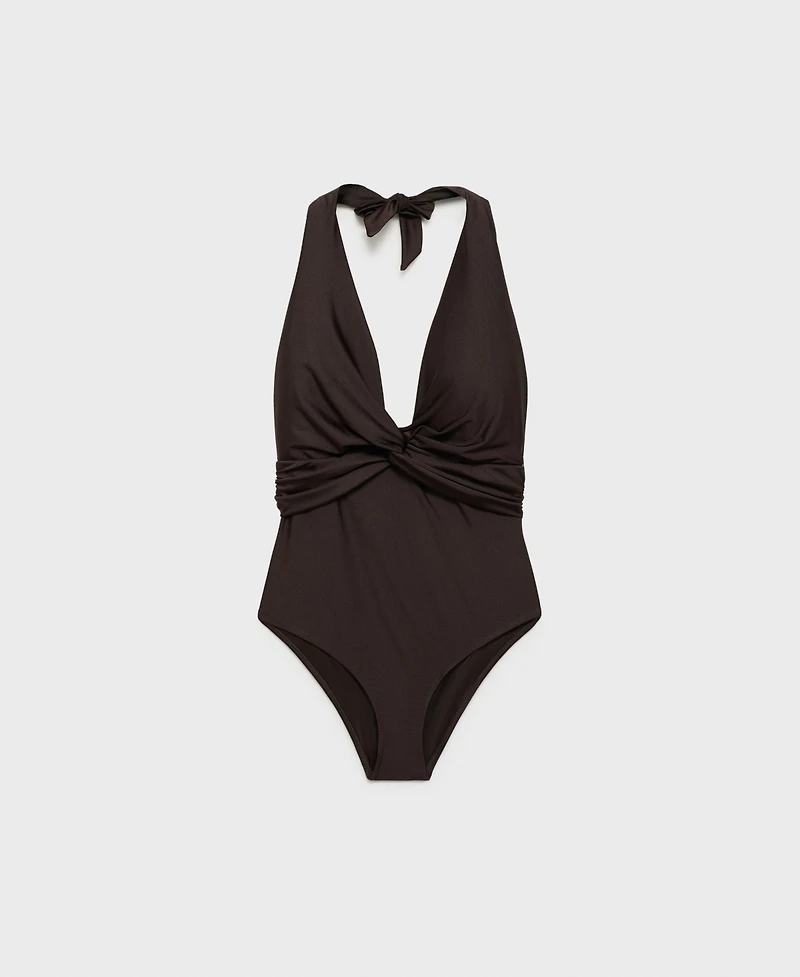 Mango Women's Draped Halter Swimsuit