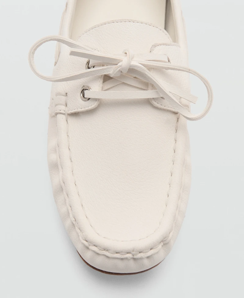 Mango Women's Laces Leather Boat Shoes