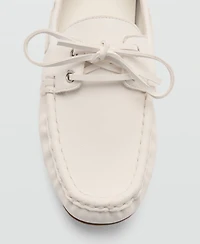 Mango Women's Laces Leather Boat Shoes