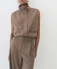 Mango Women's Belt Straight-Fit Trousers Pants