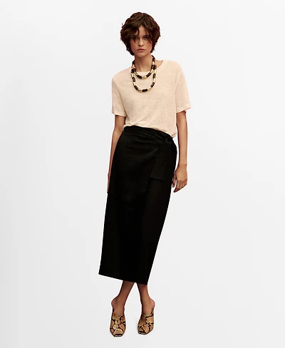 Mango Women's Linen Sarong Skirt