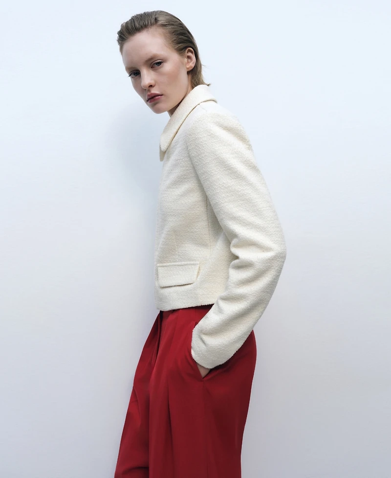 Mango Women's Lapel Cotton Blend Jacket