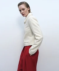 Mango Women's Lapel Cotton Blend Jacket