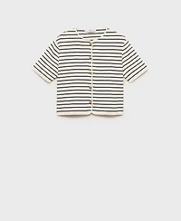 Mango Women's Short Sleeve Striped Cardigan Sweater
