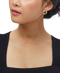 Polished Twisted Oval Small Hoop Earrings in 18K Gold-Plated Sterling Silver, 0.87"