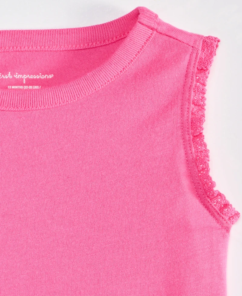 First Impressions Baby Girls Solid Rib Ruffled Tank Top, Exclusively at Macy's